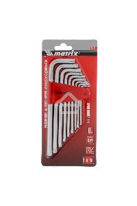 Набор ключей MATRIX имбусовых TORX, 9 шт: T10-T50, CrV, удлиненные, сатин. MATRIX 12306