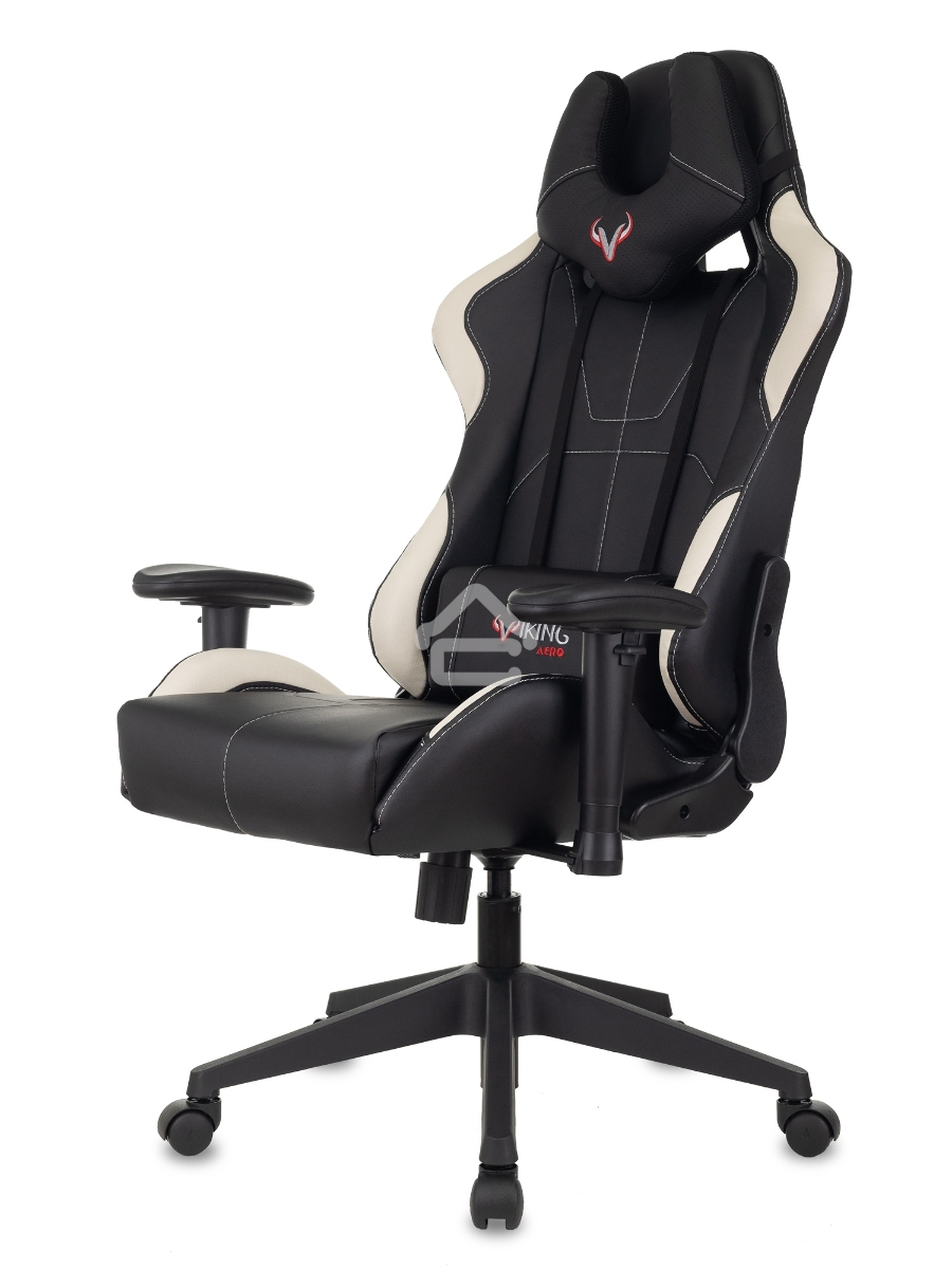Кресло игровое Бюрократ VIKING 5 AERO WHITE черный/белый искусственная кожа