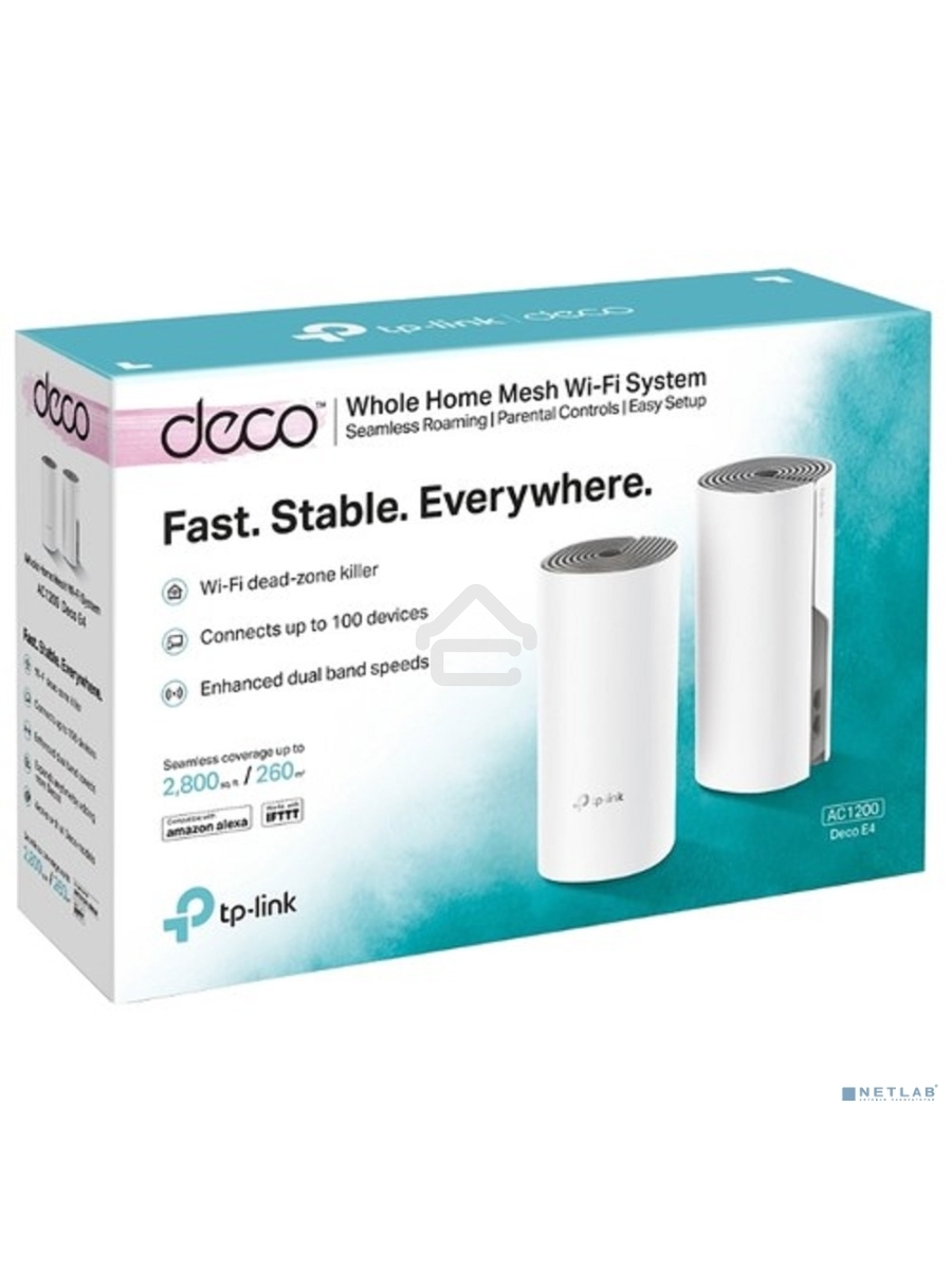 Роутер TP-LINK DECO E4(2-PACK) AC1200 Домашняя Mesh Wi-Fi система
