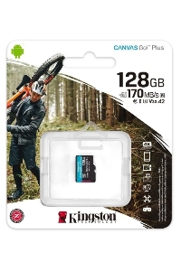 ФлешКарта Kingston 128GB microSDXC Canvas Go Plus 170R A2 U3 V30 Single Pack w/o ADP EAN: 740617301243