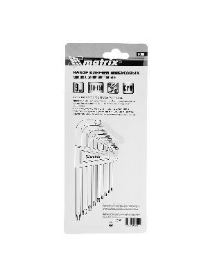 Набор ключей MATRIX имбусовых TORX, 9 шт: T10-T50, CrV, удлиненные, сатин. MATRIX 12306