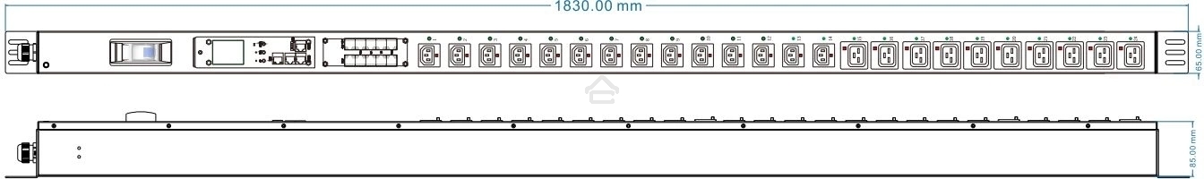 Блок распределения питания Powercom PDU-32AVMS24-14C3-10C9-1P