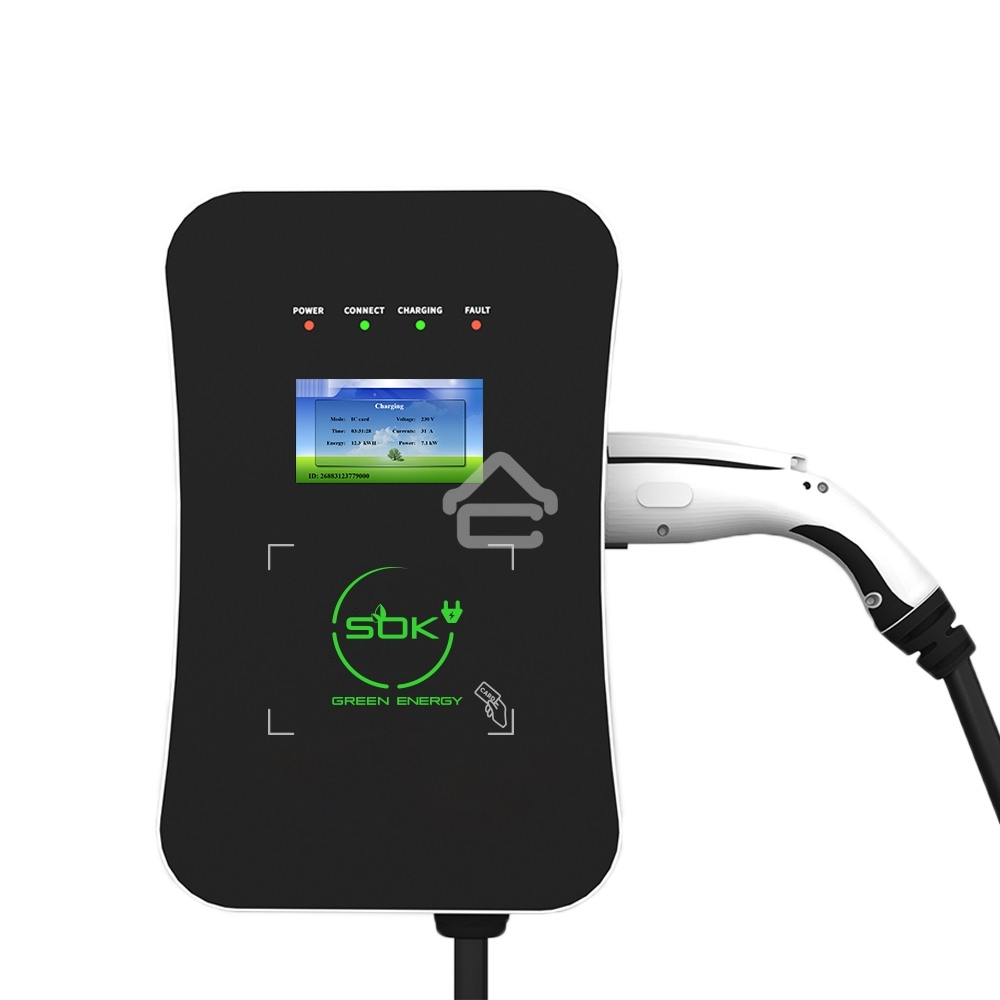 Зарядная станция S'OK Green Energy M3W Series Wallbox EV Charger SM3W10732542-7wf, 1-phase,7kw (32a/ 220v), ocpp 1.6j, rfid, wifi, lan, ip54, кабель 7.5м