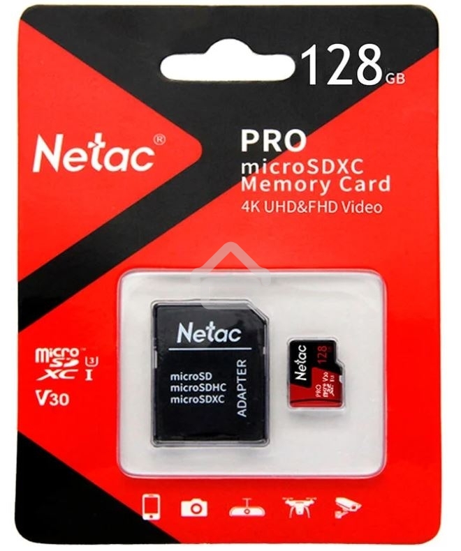 Флеш карта MicroSD card Netac P500 Extreme Pro 128Gb, retail version w/SD adapter