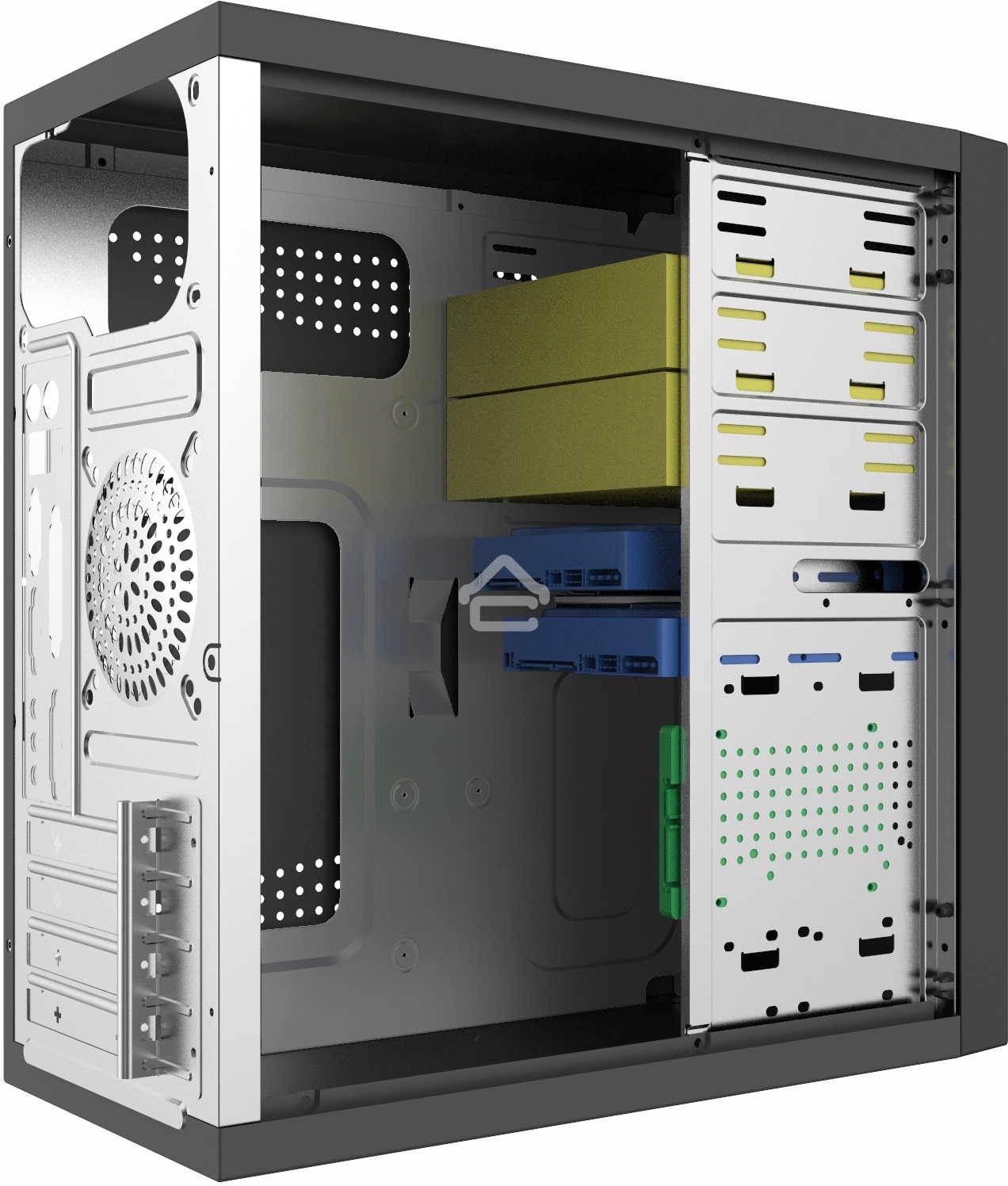 Компьютерный корпус с блоком питания 450Вт. Сase Forza mATX, 450W, 2xUSB 3.0, Black, w/o FAN, 12 см fan PSU, power cord