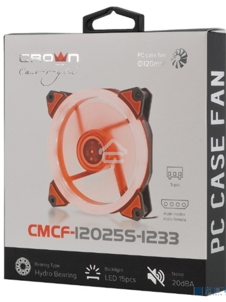 Вентилятор для корпуса Crown CMCF-12025S-1233 черный/оранжевый, 120 мм, 1650 об/мин, 23 дБ, 3 pin