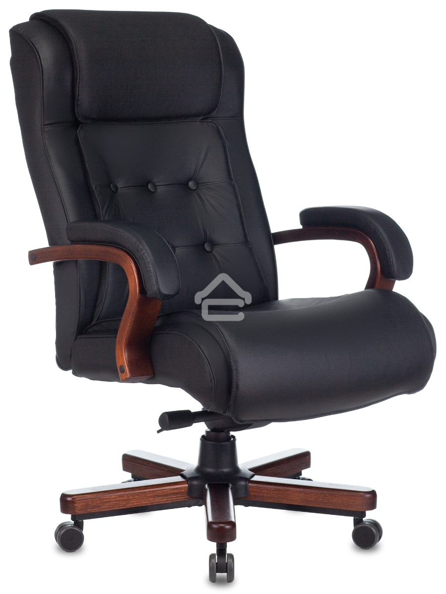 Кресло руководителя Бюрократ T-9926WALNUT черный, кожа, крестовина металл/дерево