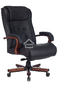 Кресло руководителя Бюрократ T-9926WALNUT черный, кожа, крестовина металл/дерево