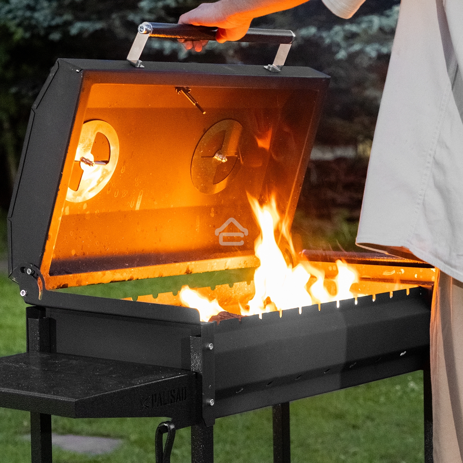 Мангал на колесах с крышкой-барбекю, 662х390х920, сталь 2 мм, термометр, кочерга, Camping Palisad