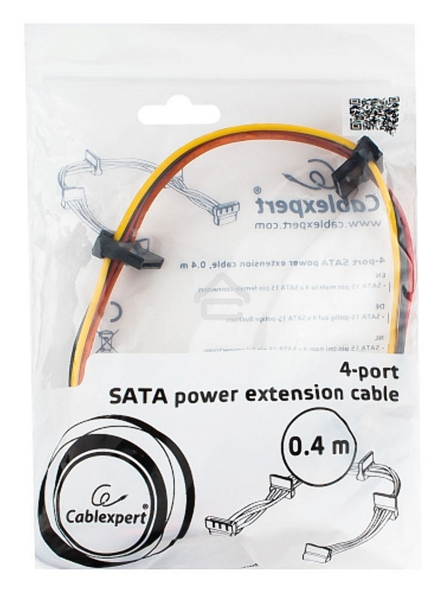 Кабель Cablexpert Кабеля питания SATA, 4x15pin(M)/15pin(F), 40см (CC-SATAMF-03)