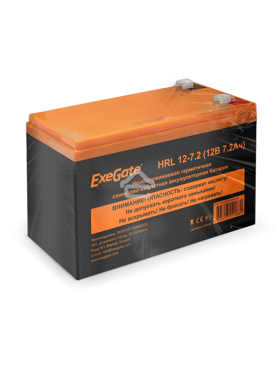 Батарея ExeGate EX285658RUS HRL 12-7.2 (12V 7.2Ah, 1227W, клеммы F2)