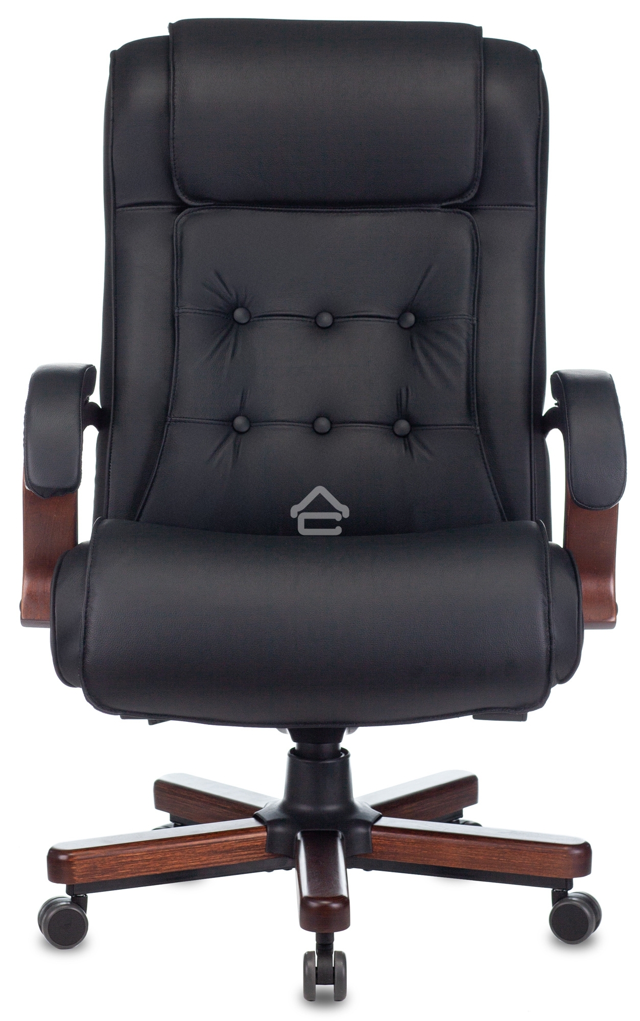 Кресло руководителя Бюрократ T-9926WALNUT черный, кожа, крестовина металл/дерево