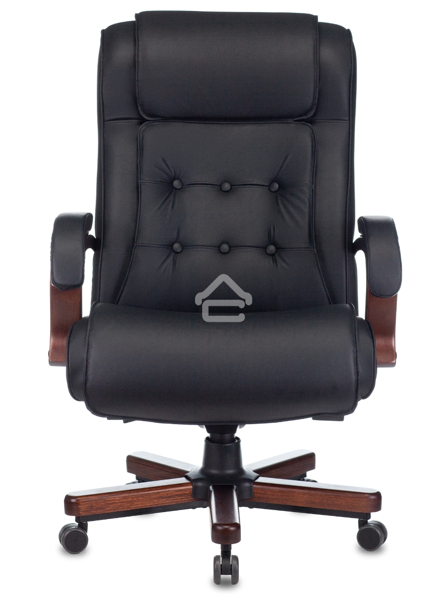 Кресло руководителя Бюрократ T-9926WALNUT черный, кожа, крестовина металл/дерево