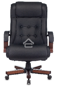 Кресло руководителя Бюрократ T-9926WALNUT черный, кожа, крестовина металл/дерево