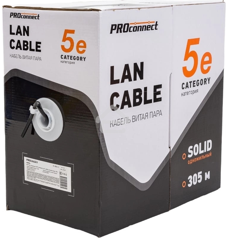 Кабель информационный PROconnect 01-0045-3 cat.5e UTP 4 пары 24AWG PE внешний 305м черный