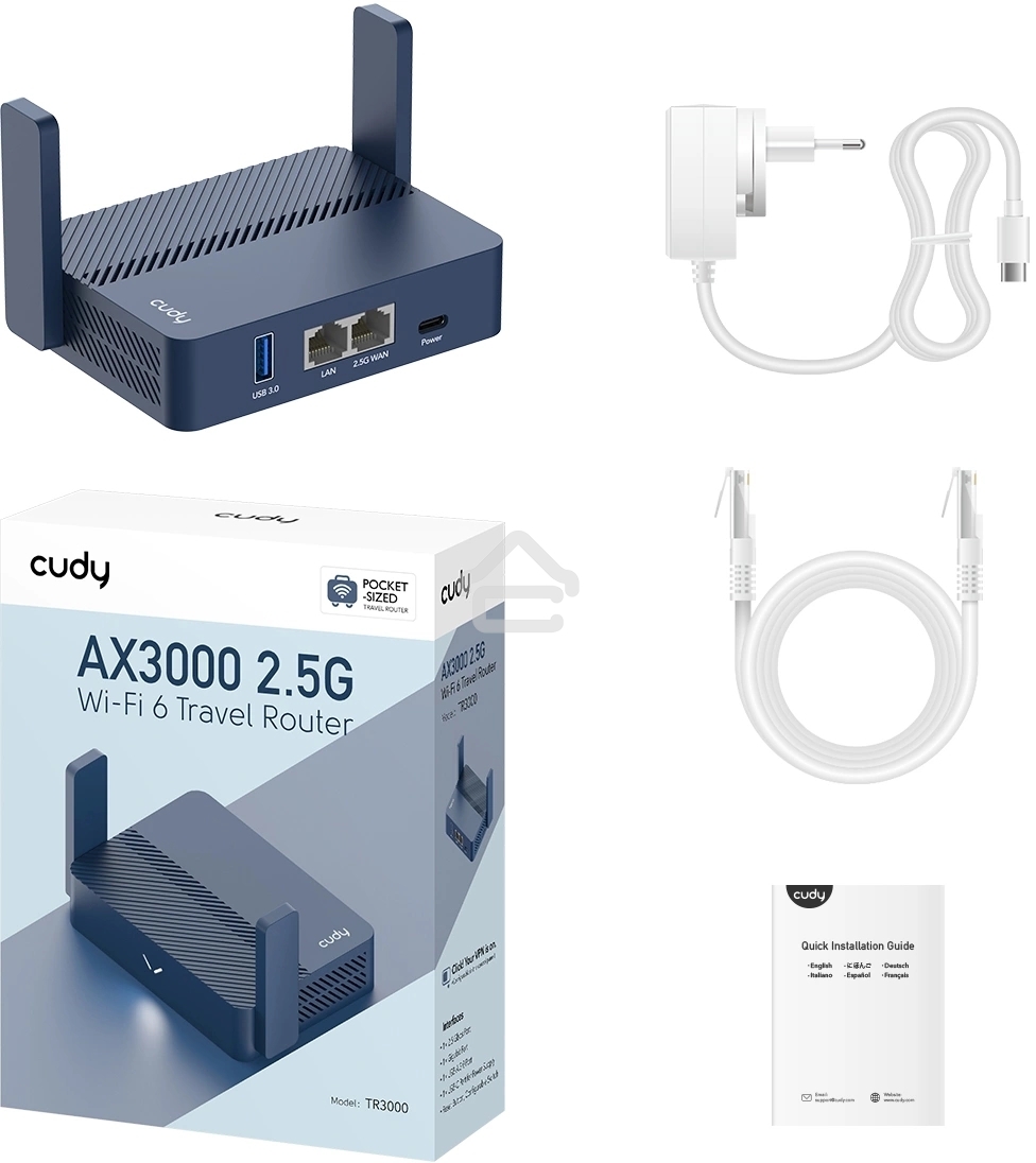 Маршрутизатор Cudy TR3000, AX3000, 2,5 Гбит/с (WAN) + 1 Гбит/с (LAN)1 USB3.0, MU-MIMO, Mesh (TR3000)
