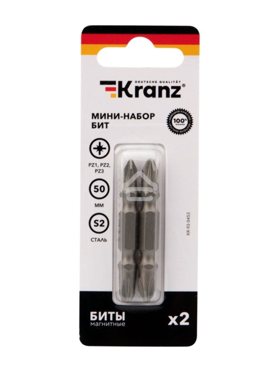 Мини-набор бит KRANZ PZ2xPZ2, PZ1xPZ3-50 мм (2 шт./уп.)