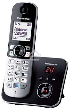 Телефон беспроводной (DECT) Panasonic KX-TG6821RUB (черный), автоответчик,определитель номера,телефонный справочник 120 зап.