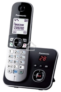 Телефон беспроводной (DECT) Panasonic KX-TG6821RUB  (черный), автоответчик,определитель номера,телефонный справочник 120 зап.}