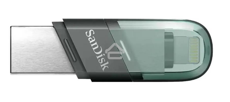 Флешка USB R/W R/W Sandisk 64Gb iXpand Flip SDIX90N-064G-GN6NN USB3.1 зеленый/серебристый