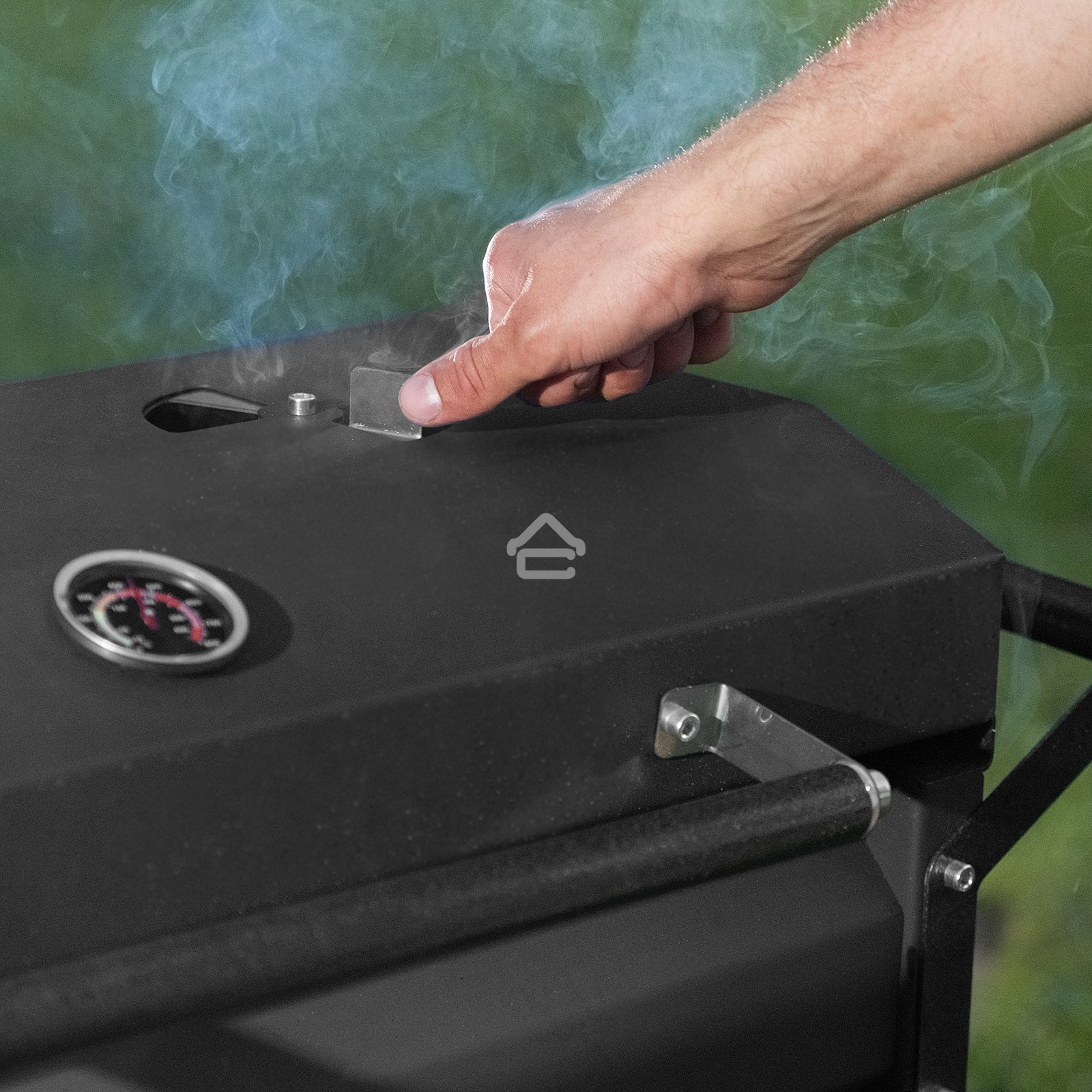 Мангал на колесах с крышкой-барбекю, 662х390х920, сталь 2 мм, термометр, кочерга, Camping Palisad