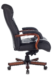 Кресло руководителя Бюрократ T-9926WALNUT черный, кожа, крестовина металл/дерево