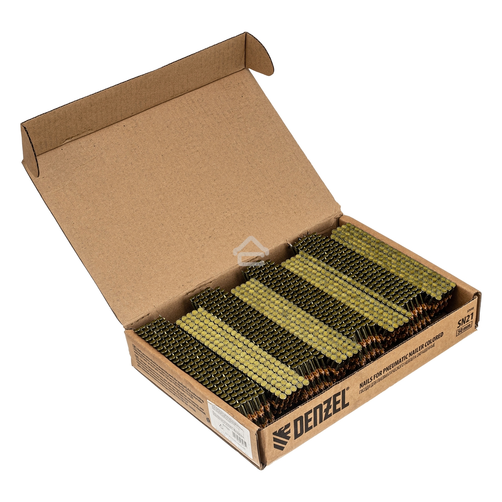 Гвозди Denzel для пнев. нейлера (крашен.), длина - 50 мм, диам. - 2,9 мм, 2000 шт.