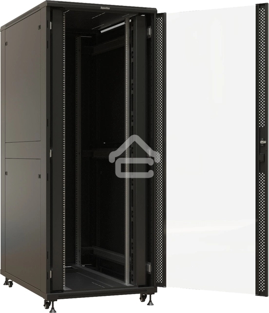 Шкаф серверный Hyperline (TTBR-4281-AS-RAL9004) напольный 42U 800x1000мм пер.дв.стекл задн.дв.спл.стал.лист 4 бок.пан. 1000кг черный 910мм 140.8кг 2055мм IP20 сталь