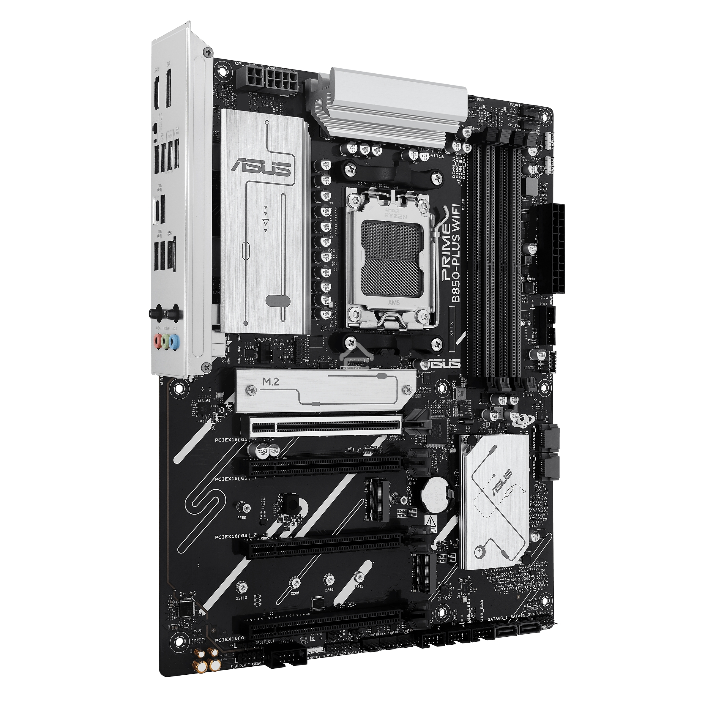 Материнская плата ASUS PRIME B850-PLUS WIFI, AM5, AMD B850, 4xDDR5, 4xSATA, 3xM.2, 1xPCIe 5.0 x16, 1xPCIe 4.0 x16, 2xPCIe 3.0 x1, 1xDP, 1xHDMI, 1x2.5Gb LAN, Wi-Fi 6E, Bluetooth 5.3, 4xUSB-A 10Gbps, 1xUSB-C 10Gbps, 2xUSB-A 5Gbps, 2xUSB-A 2.0, 3x3.5 мм, 7.1