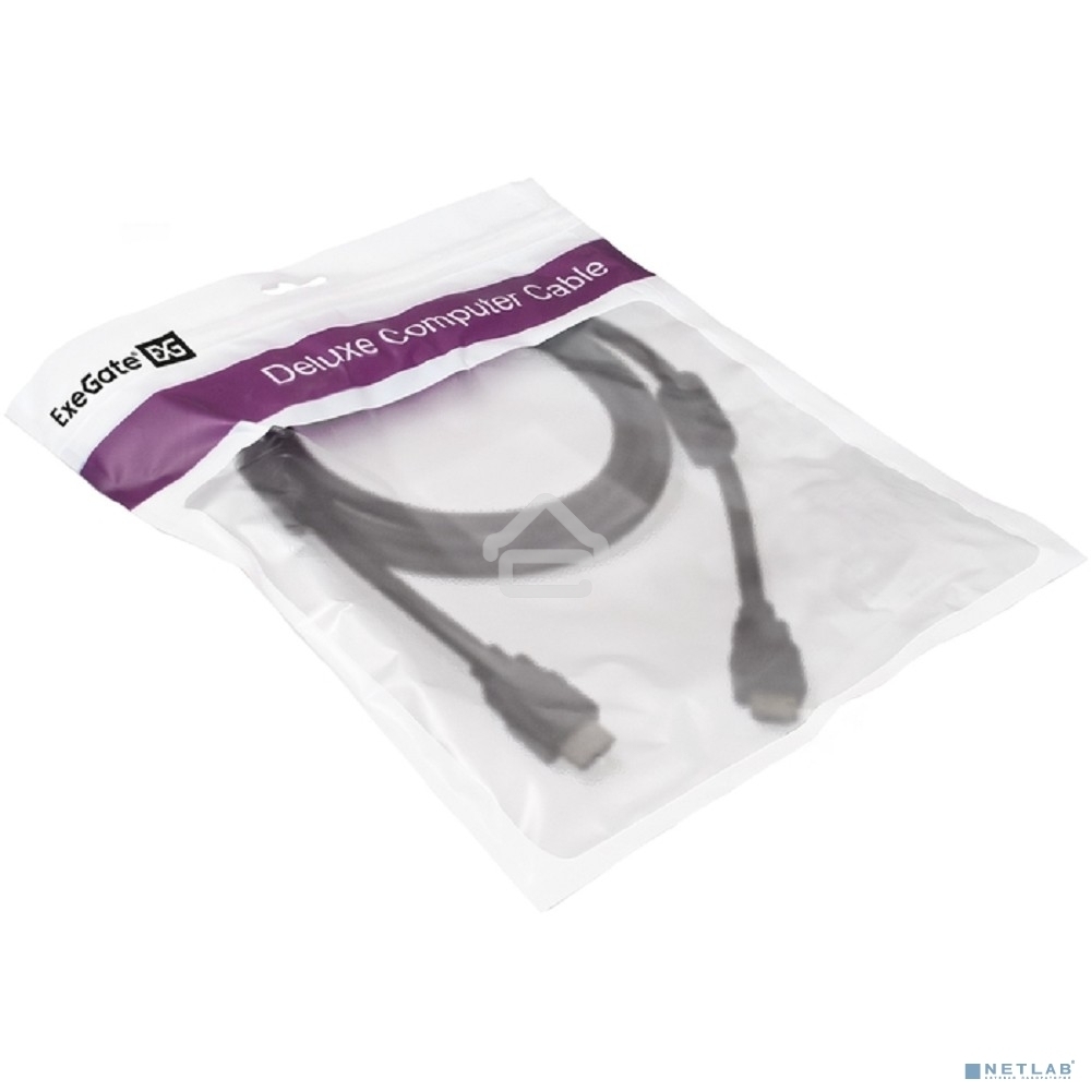 Кабель HDMI Exegate EX287723RUS EX-CC-HDMI2-1.8F (19M/19M, v2.0, 1,8м, 4K UHD, Ethernet, ферритовые кольца, позолоченные контакты)