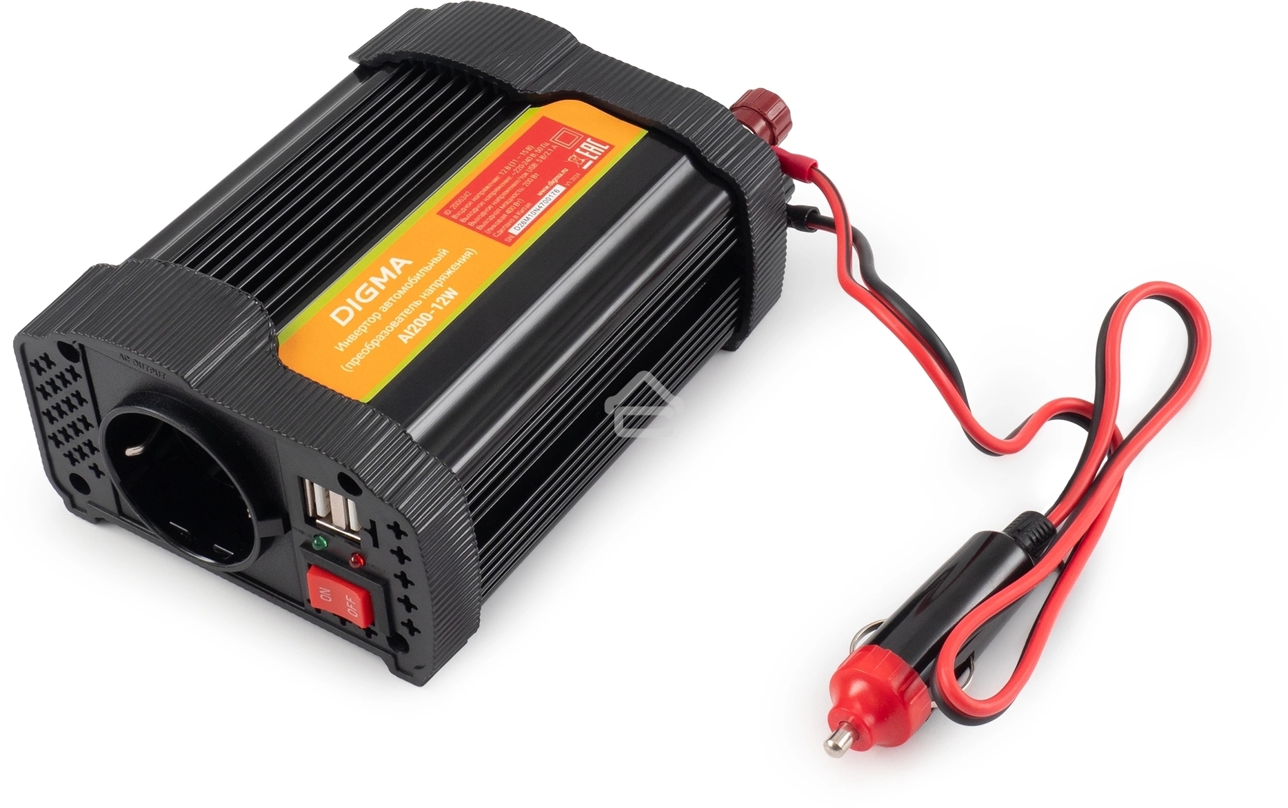 Автоинвертор Digma AI200-12W 200Вт