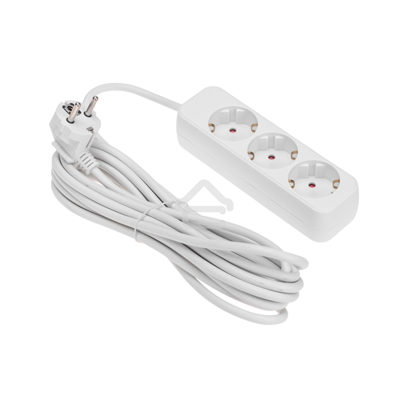 Удлинитель Rexant STANDARD 3 гнезда, 5 м, 3х1,0 мм², с/з, белый