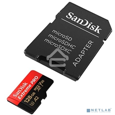 Карта памяти SanDisk Extreme Pro с адаптером microSD UHS I Card 128GB for 4K Video on Smartphones, Action Cams & Drones 200MB/s Read, 90MB/s Write, Lifetime Warranty