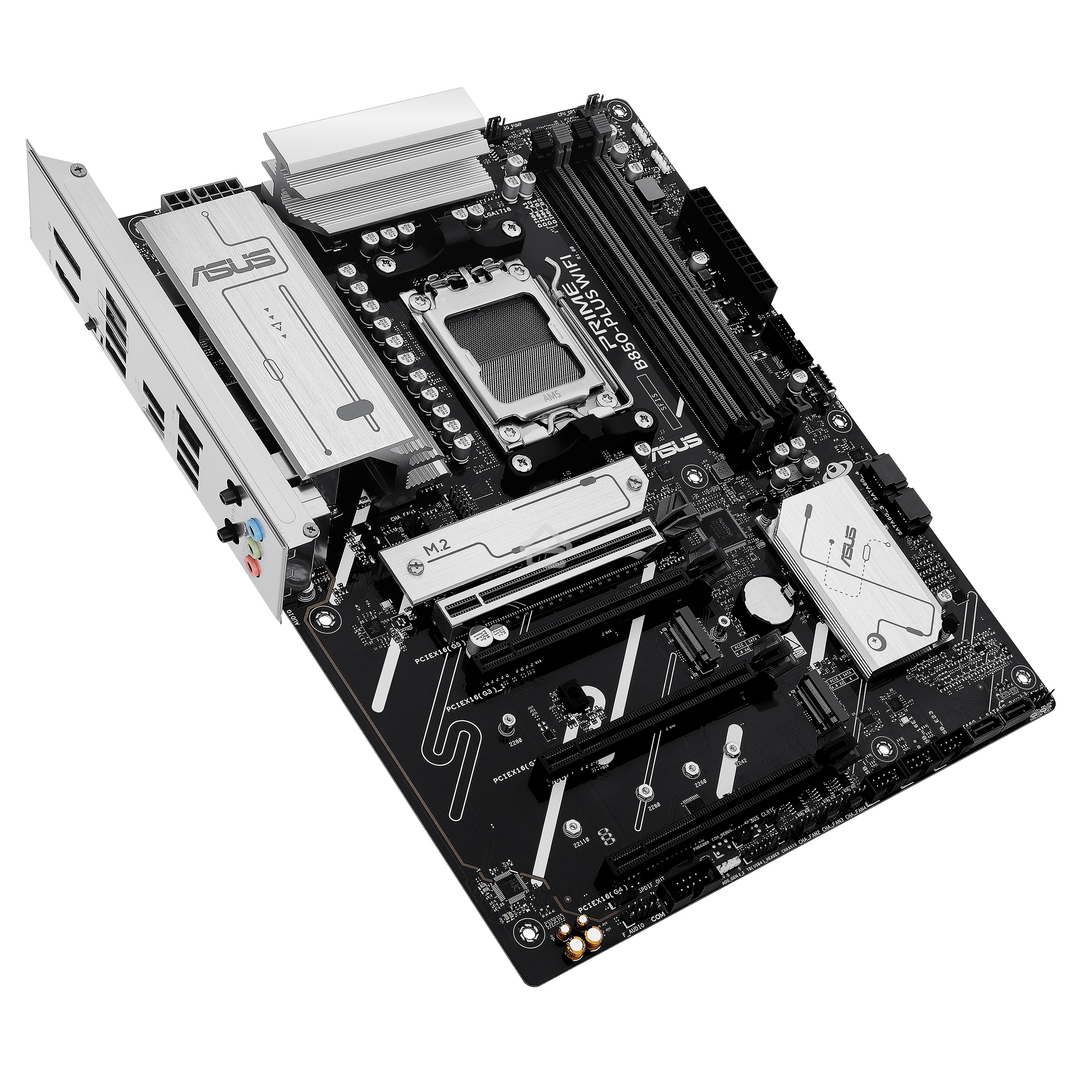 Материнская плата ASUS PRIME B850-PLUS WIFI, AM5, AMD B850, 4xDDR5, 4xSATA, 3xM.2, 1xPCIe 5.0 x16, 1xPCIe 4.0 x16, 2xPCIe 3.0 x1, 1xDP, 1xHDMI, 1x2.5Gb LAN, Wi-Fi 6E, Bluetooth 5.3, 4xUSB-A 10Gbps, 1xUSB-C 10Gbps, 2xUSB-A 5Gbps, 2xUSB-A 2.0, 3x3.5 мм, 7.1