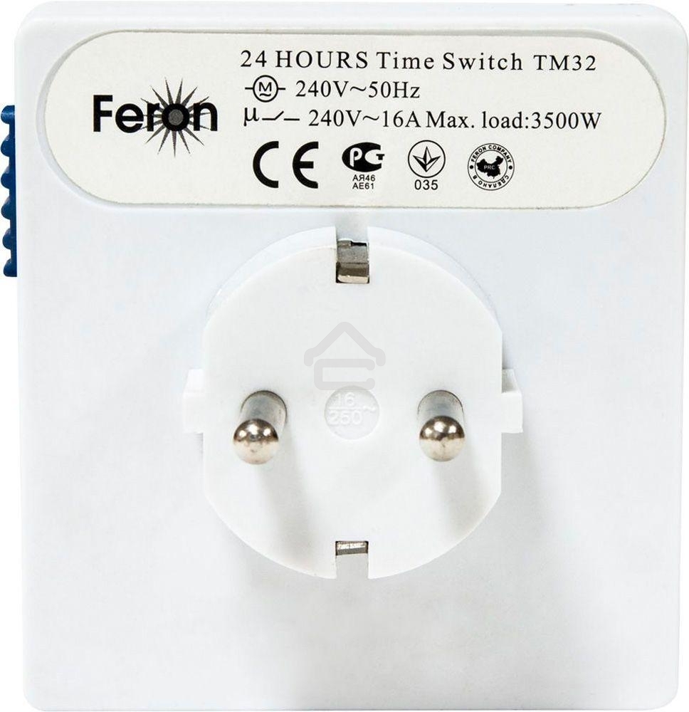 Розетка с таймером FERON 23203(суточная) 3500W/16A 230V, 61923(TM32)