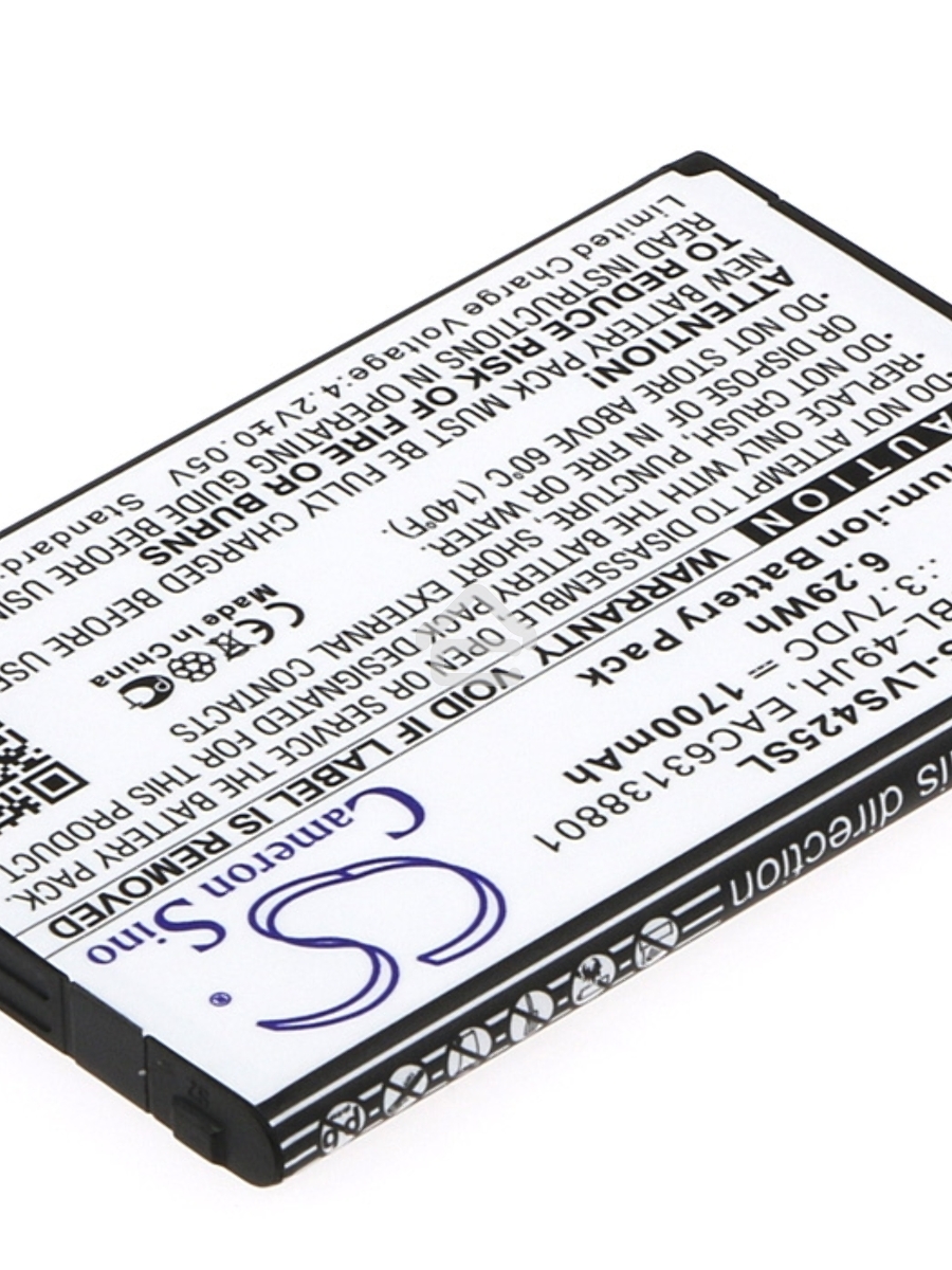 Аккумулятор CameronSino CS-LVS425SL BL-49JH для LG K120 3.7V / 1700mAh / 6.29Wh
