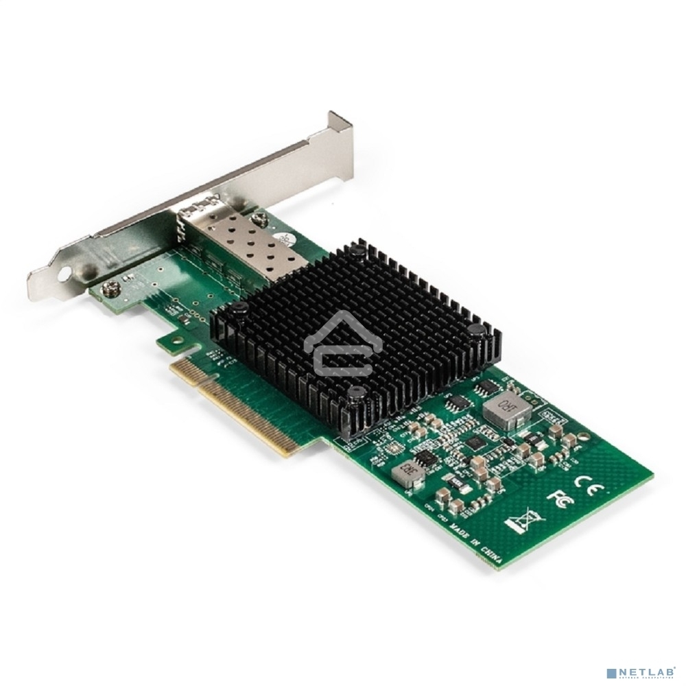Сетевой адаптер ExeGate EXE-X520-DA1 (PCI-E x8 v3.0, порты 1xSFP+ 10Gb/s (10/5/2.5/1Gb/s, 100Mb/s), Server NIC Intel Chipset JL82599EN)