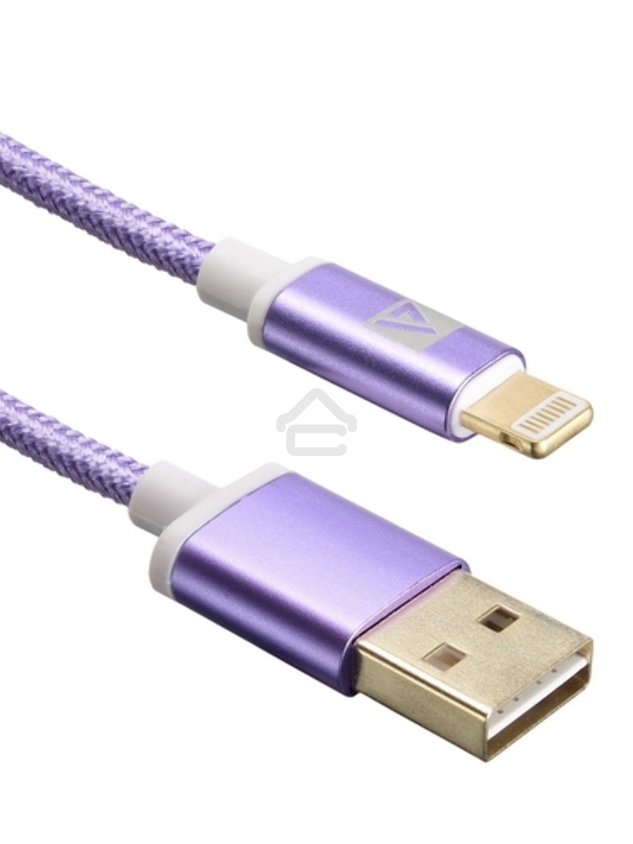 Кабель USB ACD-Style Lightning ~ USB-A 2-сторонние коннекторы, нейлон, 1м, фиолетовый (ACD-U913-P6P)