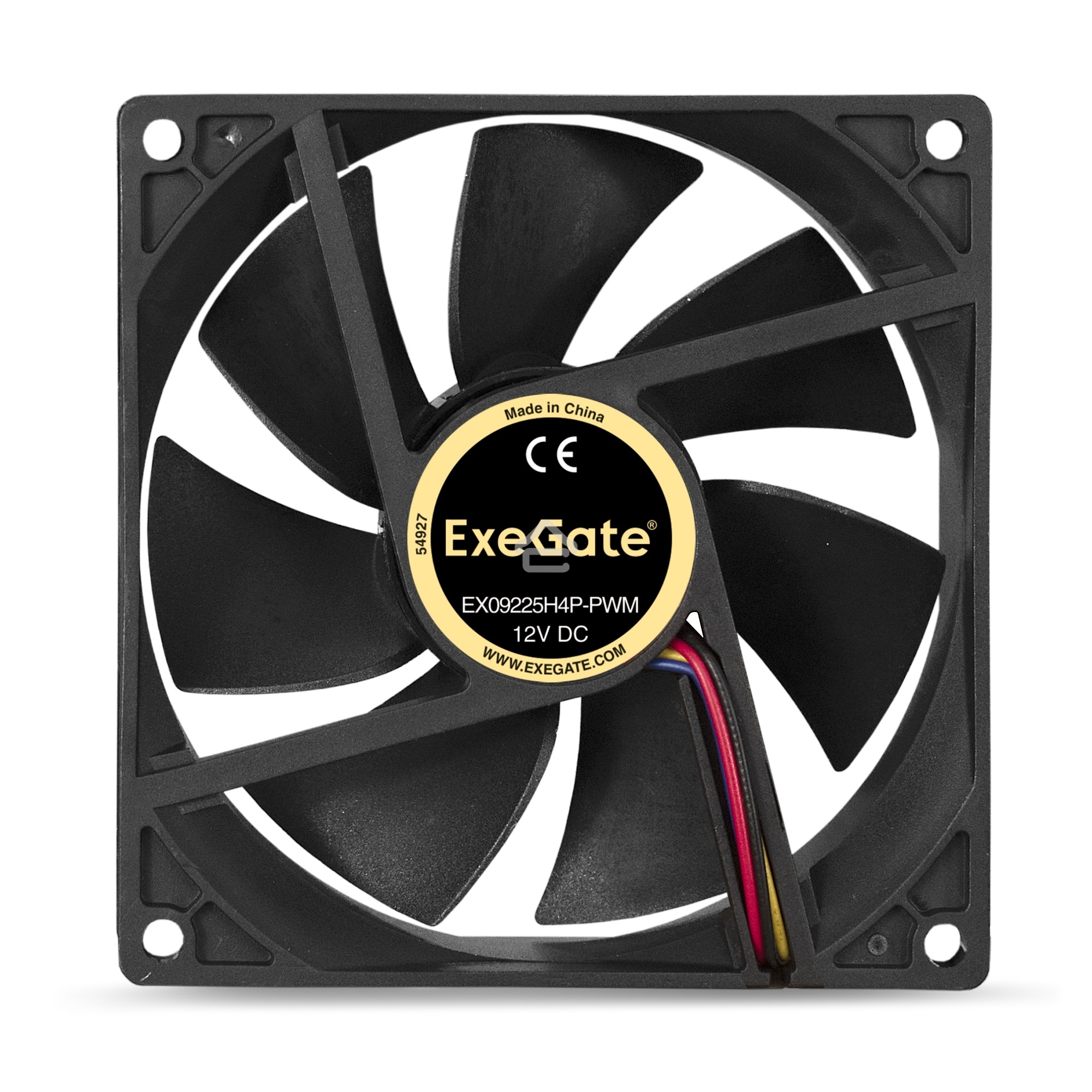 Вентилятор для корпуса ExeGate E09225H4P-PWM черный, 92 мм, 2000 об/мин, 26 дБ, 4 pin