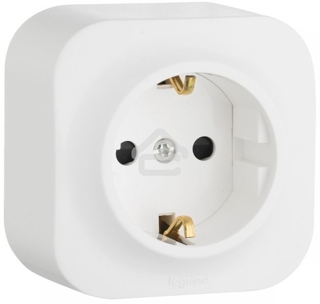 Розетка с заземлением с защитными шторками (Белая) Legrand 782220