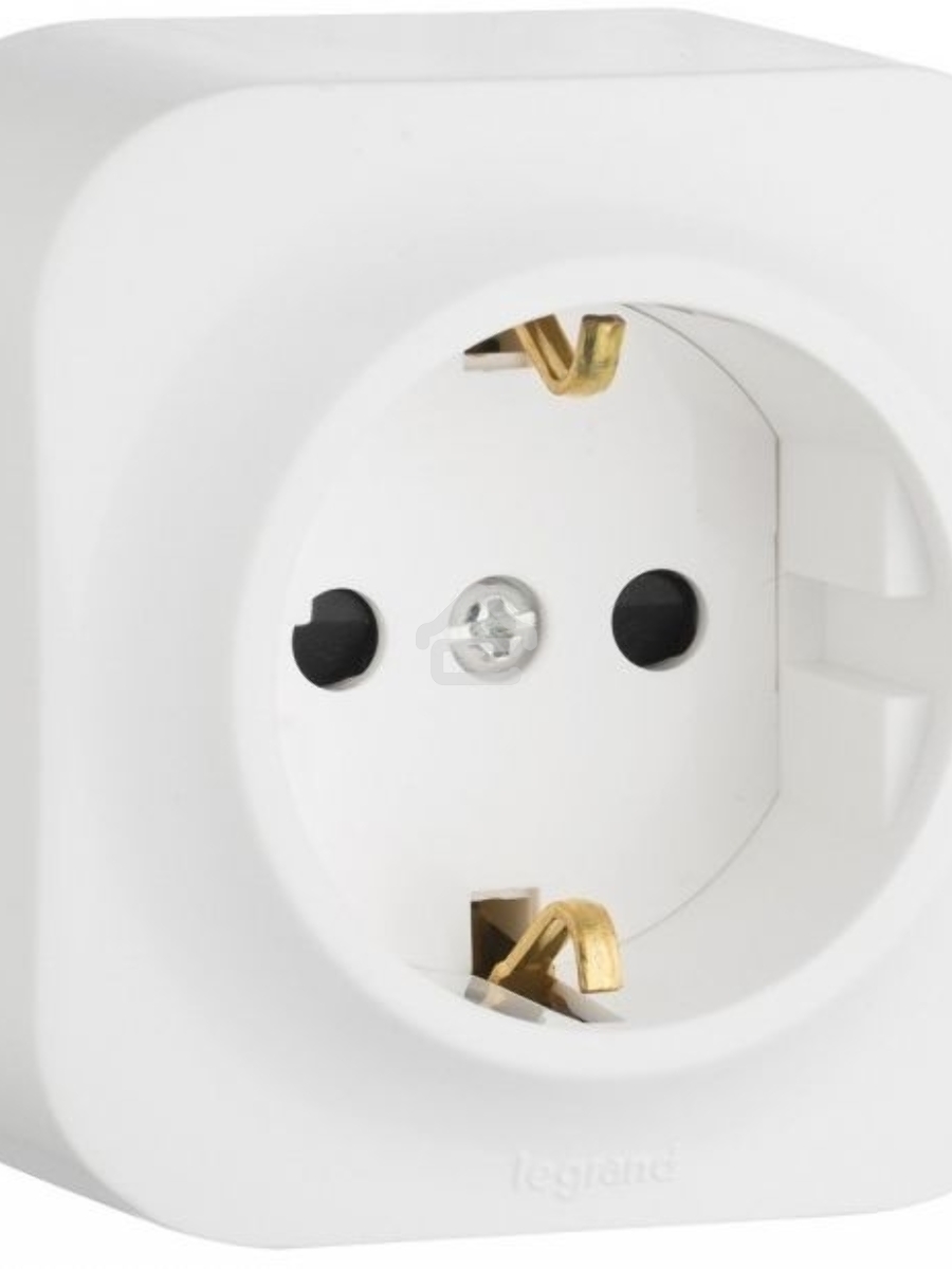 Розетка с заземлением с защитными шторками (Белая) Legrand 782220