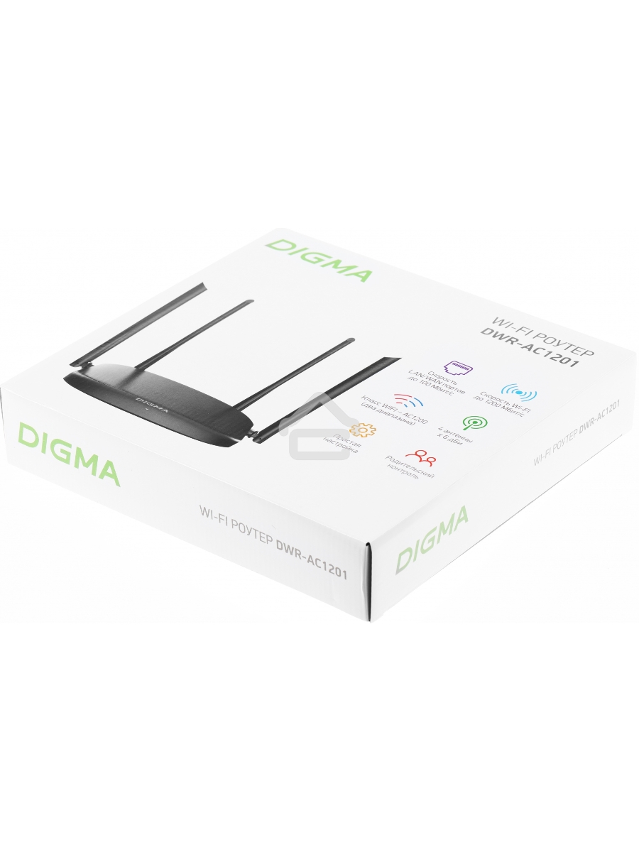 Роутер беспроводной Digma DWR-AC1201 AC1200 10/100BASE-TX черный (упак.:1шт)