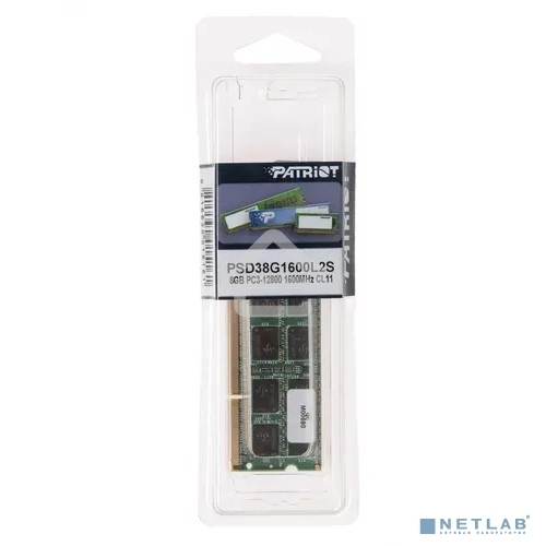 Оперативная память Patriot, DDR3L, 8Gb (1x8 GB), 1600 MHz, CL11, SO-DIMM