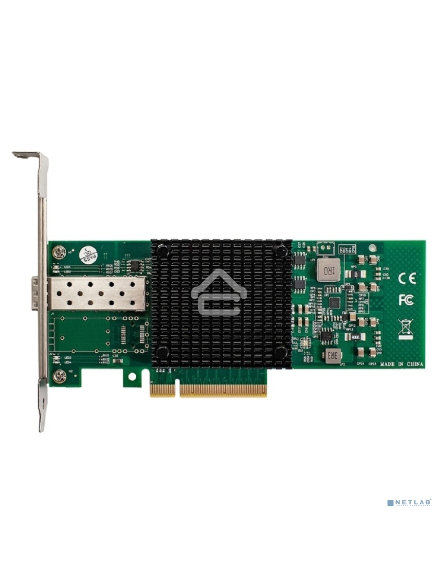 Сетевой адаптер ExeGate EXE-X520-DA1 (PCI-E x8 v3.0, порты 1xSFP+ 10Gb/s (10/5/2.5/1Gb/s, 100Mb/s), Server NIC Intel Chipset JL82599EN)