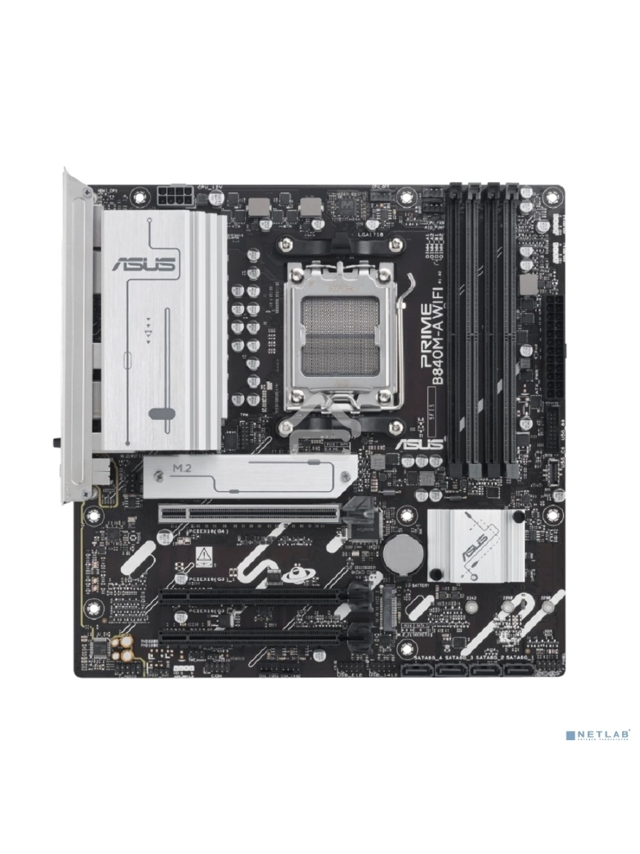 Материнская плата ASUS PRIME B840M-A WIFI, AM5, AMD B840, 4xDDR5, 4xSATA III, 3xM.2, 1xPCIe 4.0 x16, 2xPCIe 3.0 x16 (x1), 2xDP, 1xHDMI, 1x 2.5Gb LAN, Wi-Fi 6E, 2xUSB-A 10Gbps, 1xUSB-C 5Gbps, 4xUSB-A 2.0, 3x3.5 мм, 7.1, micro-ATX