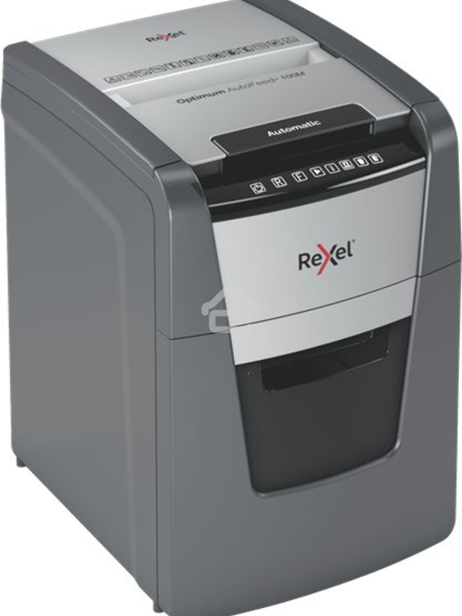 Шредер Rexel Optimum AutoFeed 100M черный с автоподачей (секр.P-5)/фрагменты/100лист./34лтр./скрепки/скобы/пл.карты