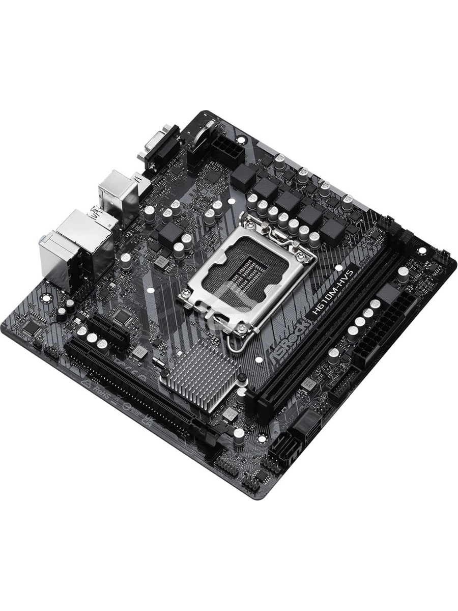 Материнская плата ASRock H610M-HVS, LGA 1700, Intel H610, 2xDDR4, 4xSATA, 1xPCIe 4.0 x16, 1xPCIe x1, 1xHDMI, 1xVGA, 1x 1Gb LAN, 2xUSB-A 3.2 Gen 1, 4xUSB 2.0, 3x3.5 мм, 7.1, mATX