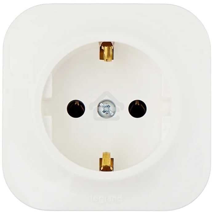 Розетка с заземлением с защитными шторками (Белая) Legrand 782220