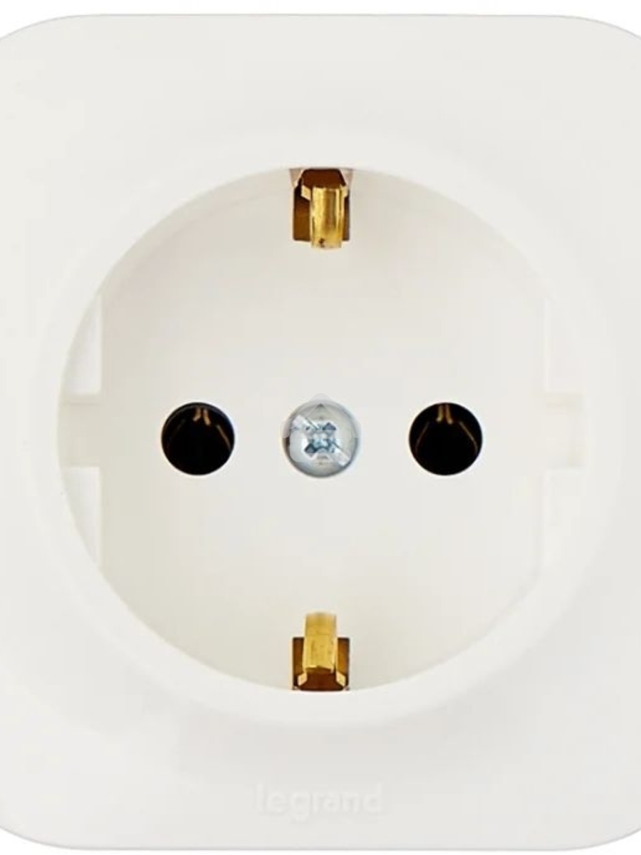 Розетка с заземлением с защитными шторками (Белая) Legrand 782220