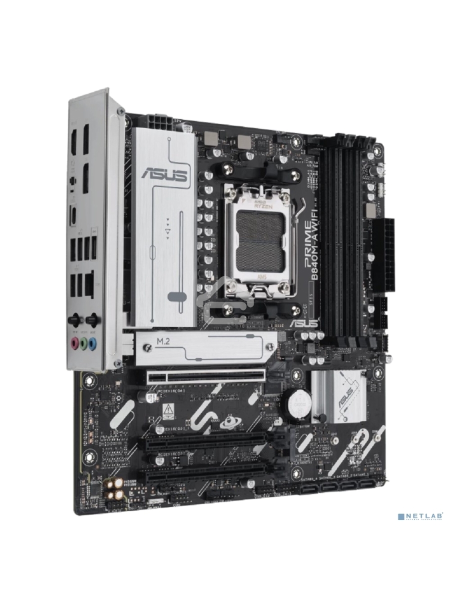 Материнская плата ASUS PRIME B840M-A WIFI, AM5, AMD B840, 4xDDR5, 4xSATA III, 3xM.2, 1xPCIe 4.0 x16, 2xPCIe 3.0 x16 (x1), 2xDP, 1xHDMI, 1x 2.5Gb LAN, Wi-Fi 6E, 2xUSB-A 10Gbps, 1xUSB-C 5Gbps, 4xUSB-A 2.0, 3x3.5 мм, 7.1, micro-ATX
